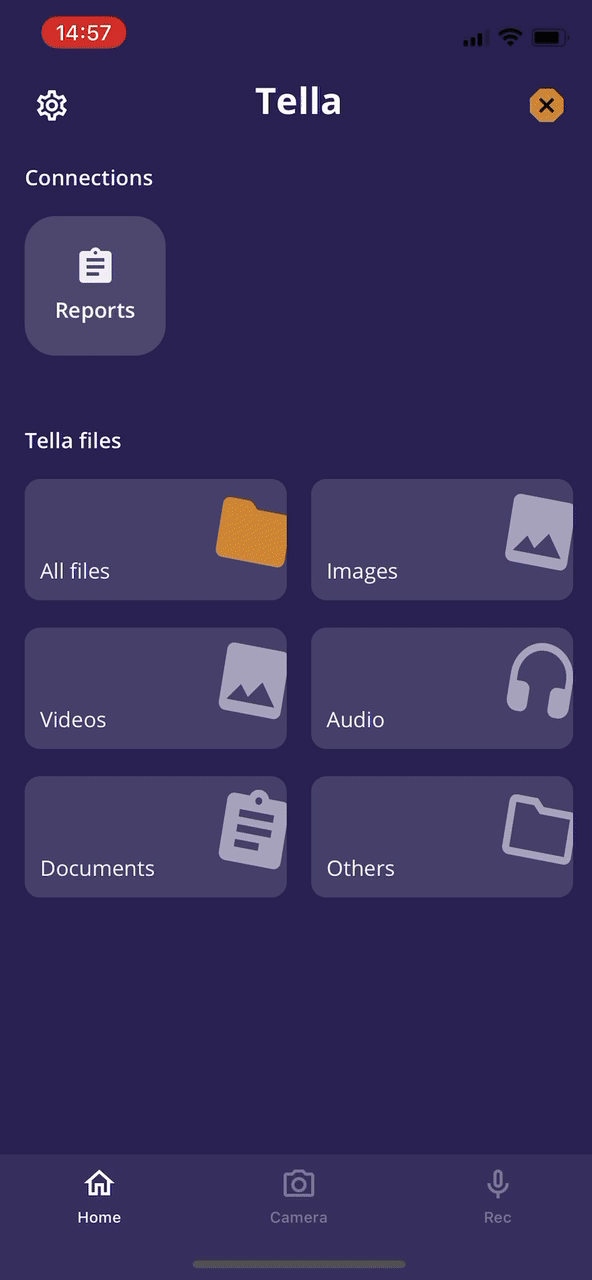 import files in Tella gif that shows how to import files in Tella